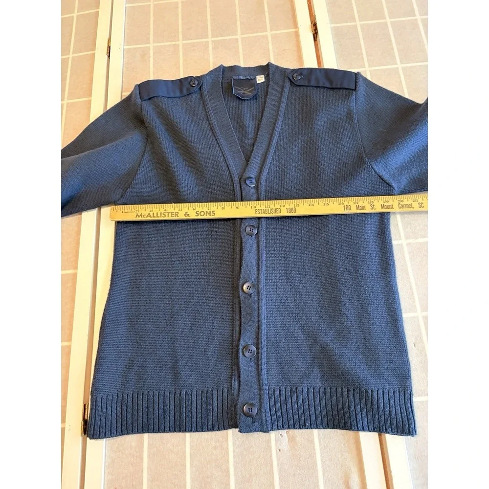 US Air Force Mens 40L (Large) Cardigan Wool Blend Elbow Patch Grandpa Sweater - Picture 4 of 6